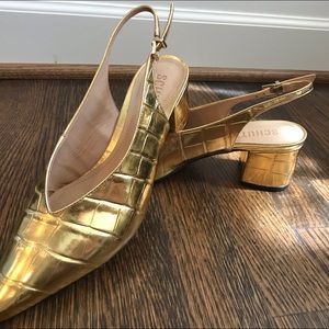 Schutz gold sling back mule 6